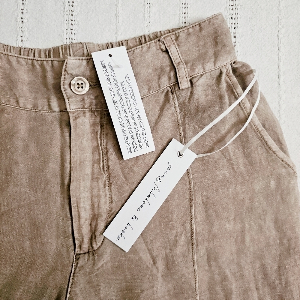 Young Fabulous & Broke Anthropologie Easton Wide Leg Linen Pants Preppy XS NWT - Picture 6 of 13